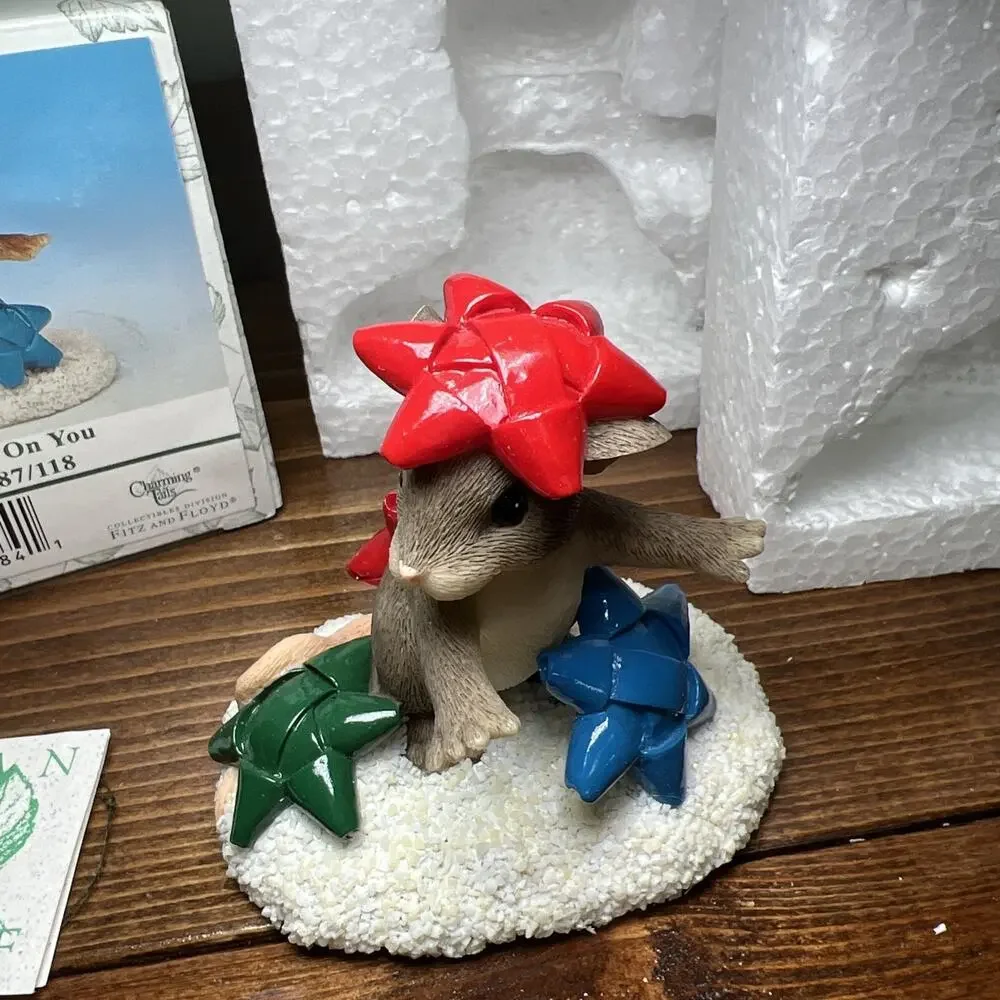 Charming Tails I'm Stuck On You 87/118 Christmas Mouse New In Box W Tags